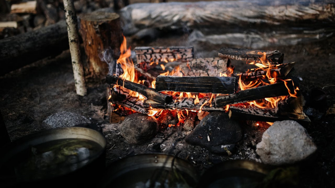 Kiln dried firewood burning outside